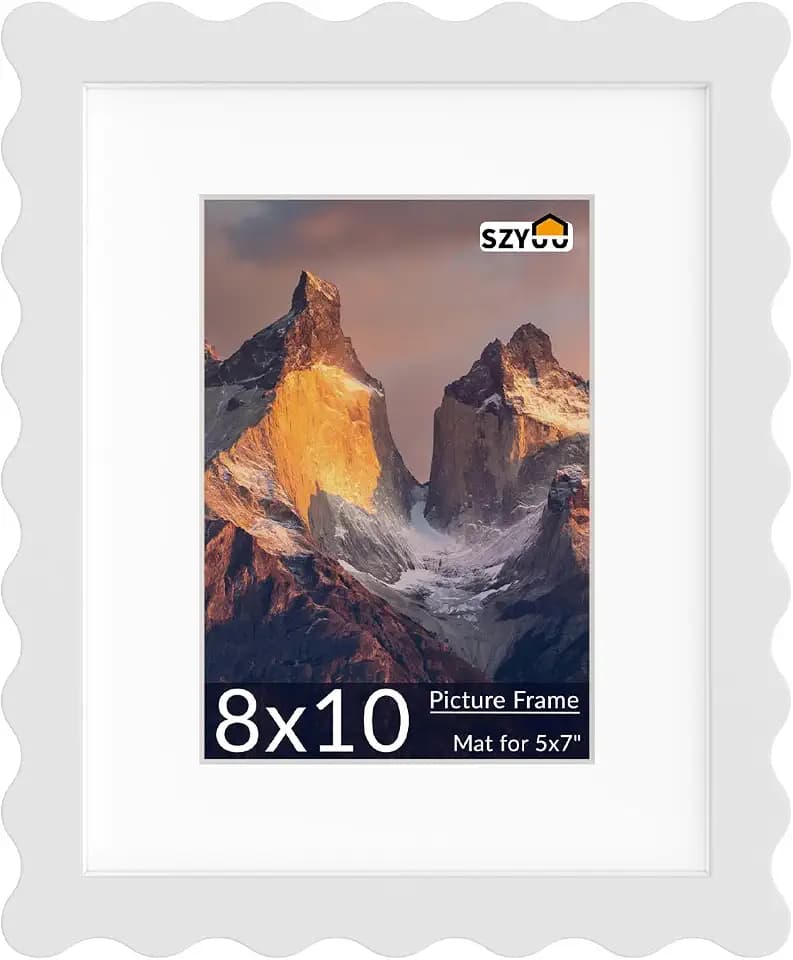 8x10 Wavy Picture Frame with Real Glass, Tabletop & Wall Mount