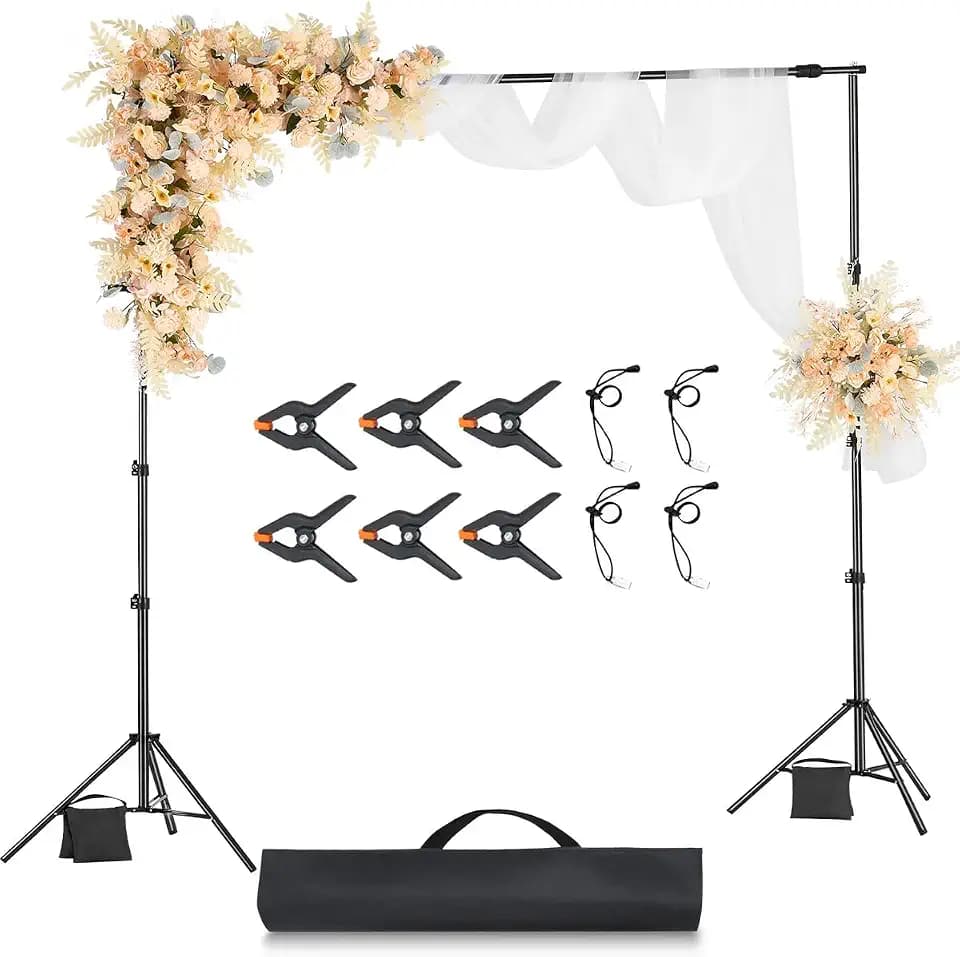 VEVOR Hintergrundständer verstellbares Fotohintergrundständer (Hintergrundtuch: 260 x 300 cm), tragbarer Hintergrundständer mit 2 Stativen, Bildschirmständer für Produktfotografie Studiofotografie