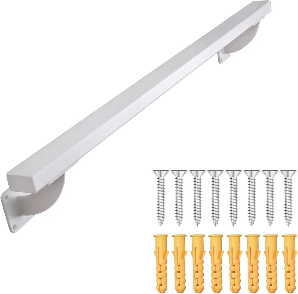 3 FT Heavy Duty White Metal Stair Railing Indoor- 36 Inch Wall Mount Iron Pipe Hand Rails for Indoor Stairs, Outdoor Steps Handrails, Safety Wall Grab Bar for Handicap