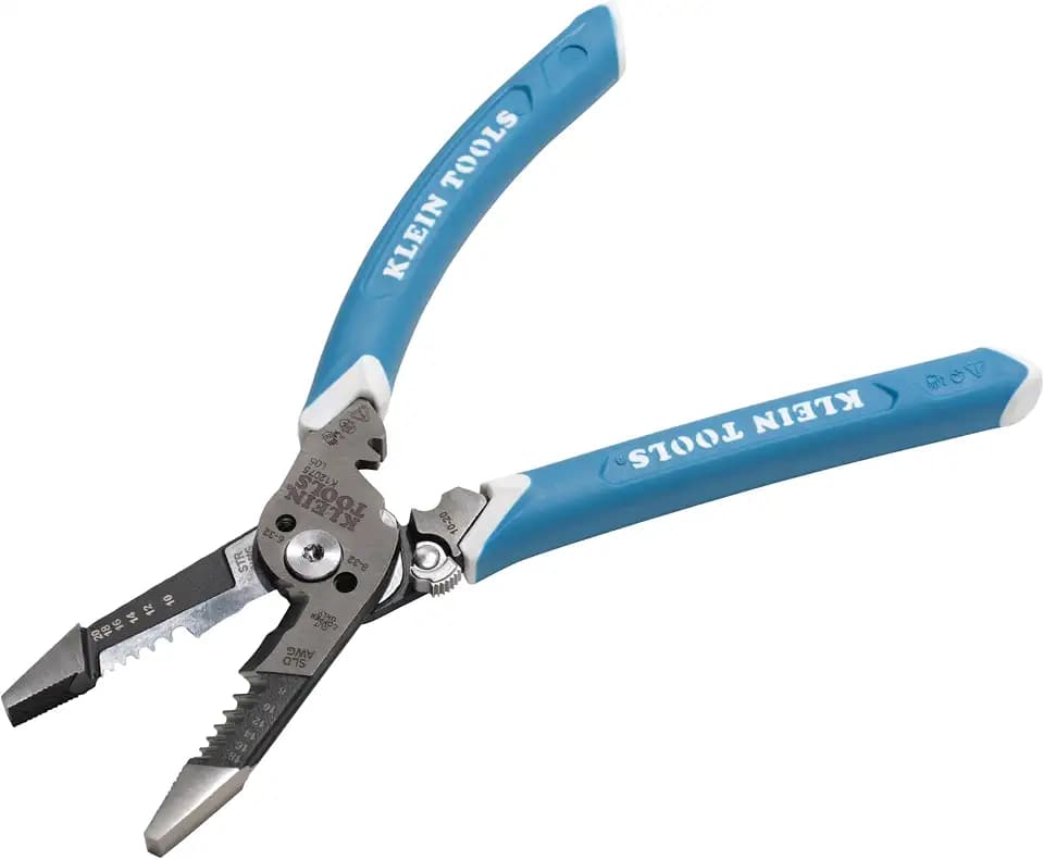 Klein Tools K12075 Heavy-Duty Wire Stripper, Slim-Forged Design, Self-Opening Wire Stripping Tool, Electrical Pliers with Shear Cutter, Cable Stripper Tool