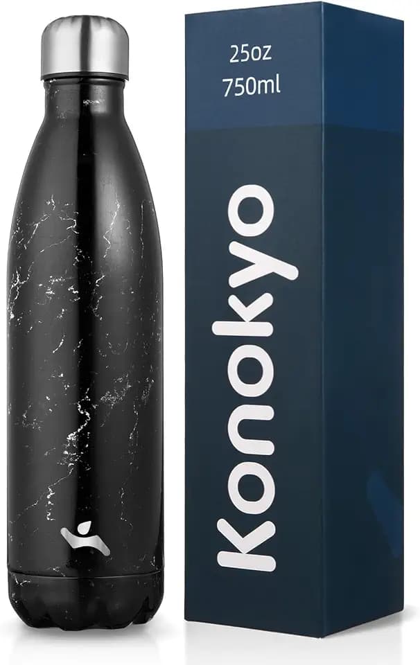 Konokyo 25 oz Insulated Stainless Steel Water Bottle, Marble Midnight