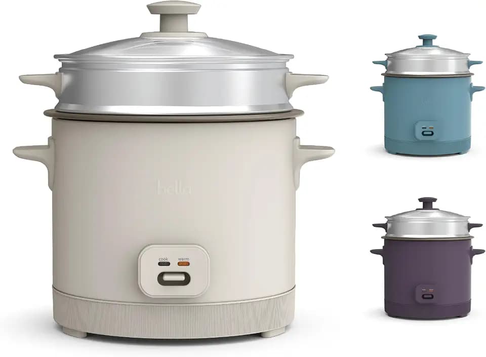 bella 16-Cup Rice Cooker and Steamer, Oatmilk