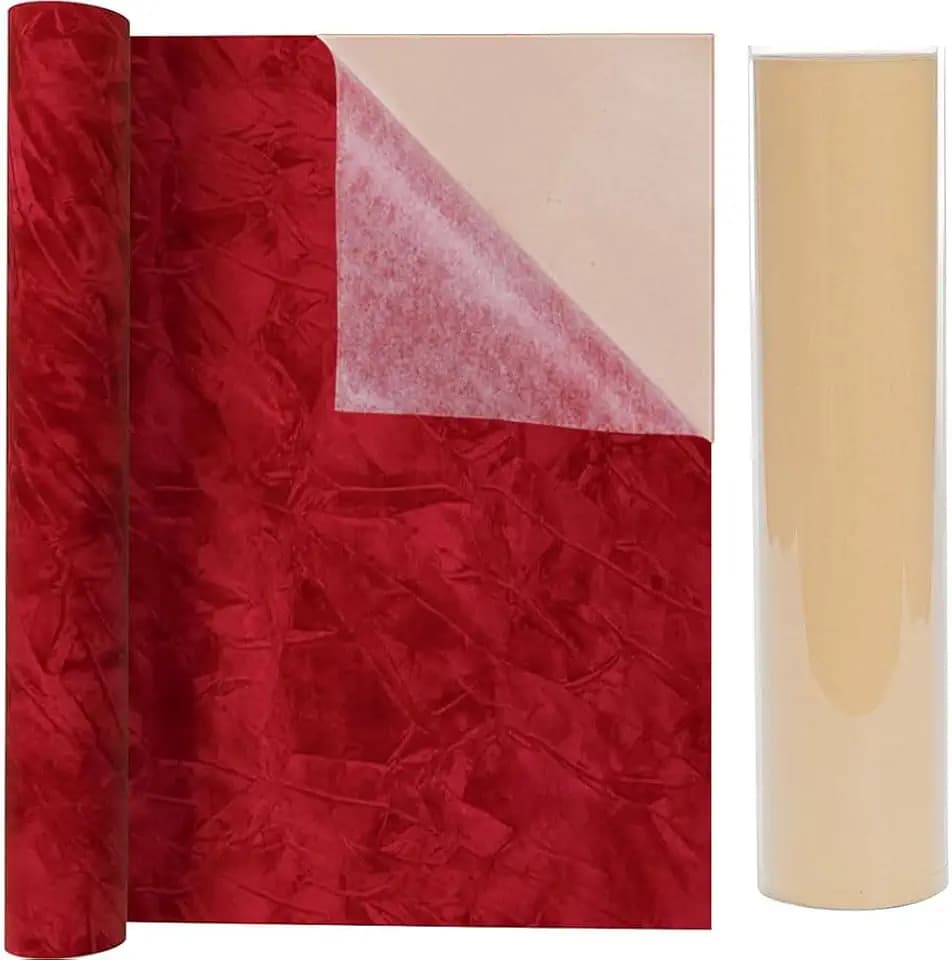 Self Adhesive Velvet, DIY Self Adhesive Fabric for Art & Crafts, Peel and Stick Felt for Drawer/Jewelry Box Liner 17.7x78.8 Red