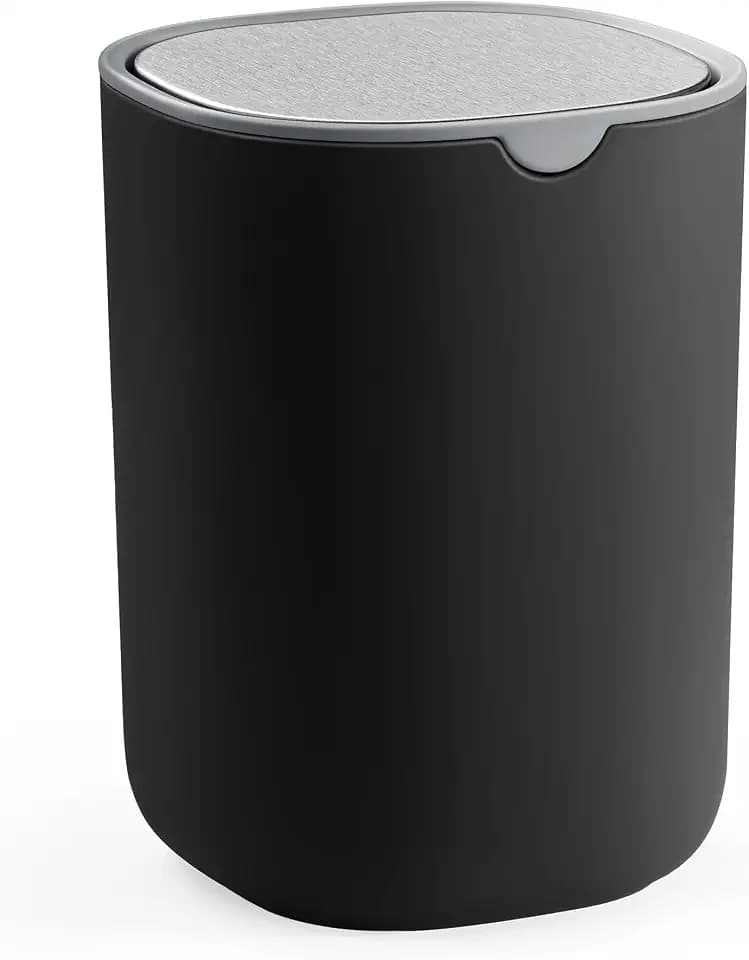 SONGMICS Mini Desk Trash Can with Stainless Steel Swing Lid, 0.4 Gal.