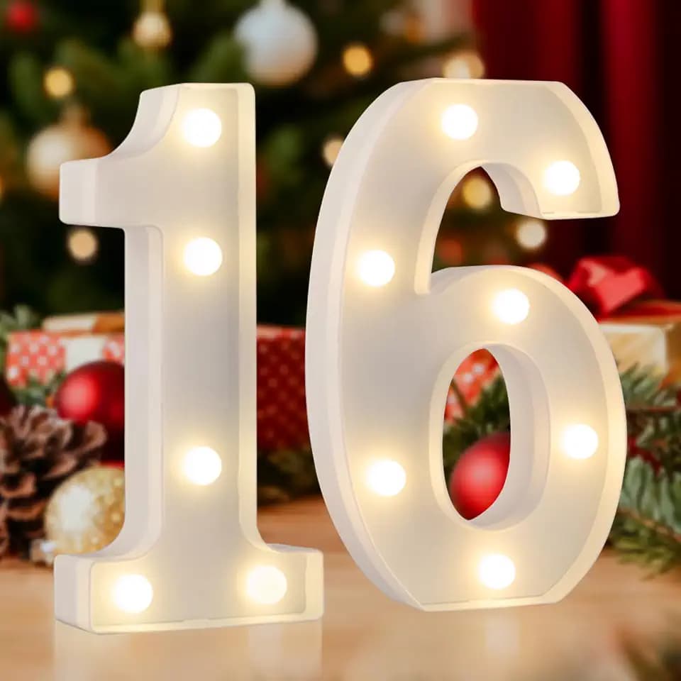 LED 16 Light Up Numbers, Sweet 16 Party Decor for Girls Boys