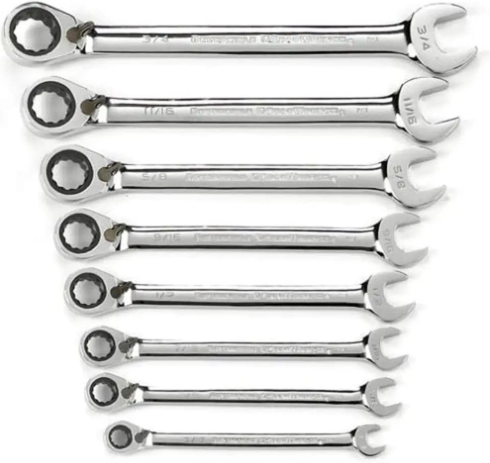 GEARWRENCH 8 Pc 72T Reversible Ratcheting Combination SAE Wrench Set |9533N