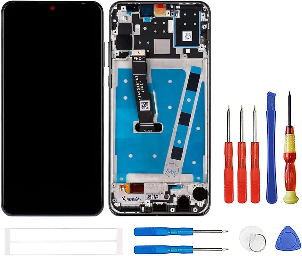 LCD Display Kompatibel mit Huawei P30 Lite Touchscreen Bildschirm Digitizer Assembly Glas + Tools (Schwarz mit Rahmen)