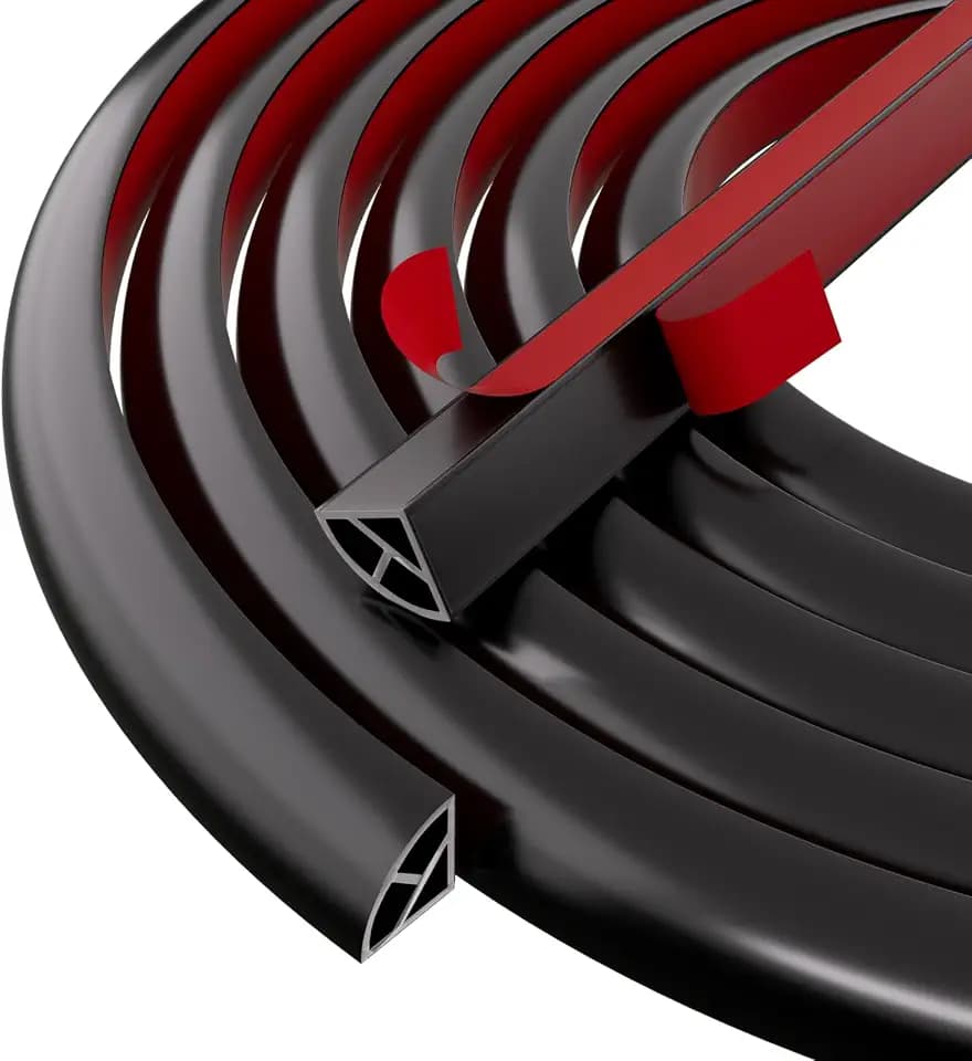 118” Flexible Quarter Round Molding Bendable Peel and Stick Trim,Black