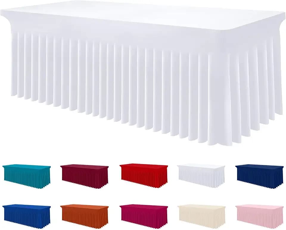 Smiry Spandex Elastic Fitted Table Cloth Skirt for 4FT Rectangle Table