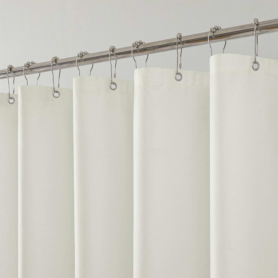 1 Pack Water-Repellent Fabric Shower Curtain Liner, 72x78 Cream