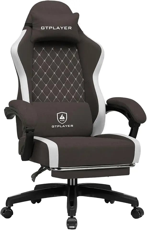 GTPLAYER Big and Tall Gaming Chair 350lbs Heavy Duty Office Chair with Foot Rest, High Back Pocket Spring Ergonomic Computer Chair for Adults, Wide Comfy Seated Cushion with Linkage Armrests, Brown