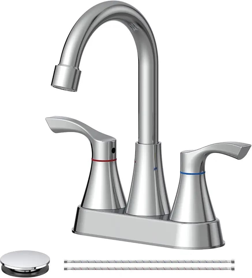 Chrome Bathroom Faucet 3 Hole 4 Inch Bathroom Sink Faucets
