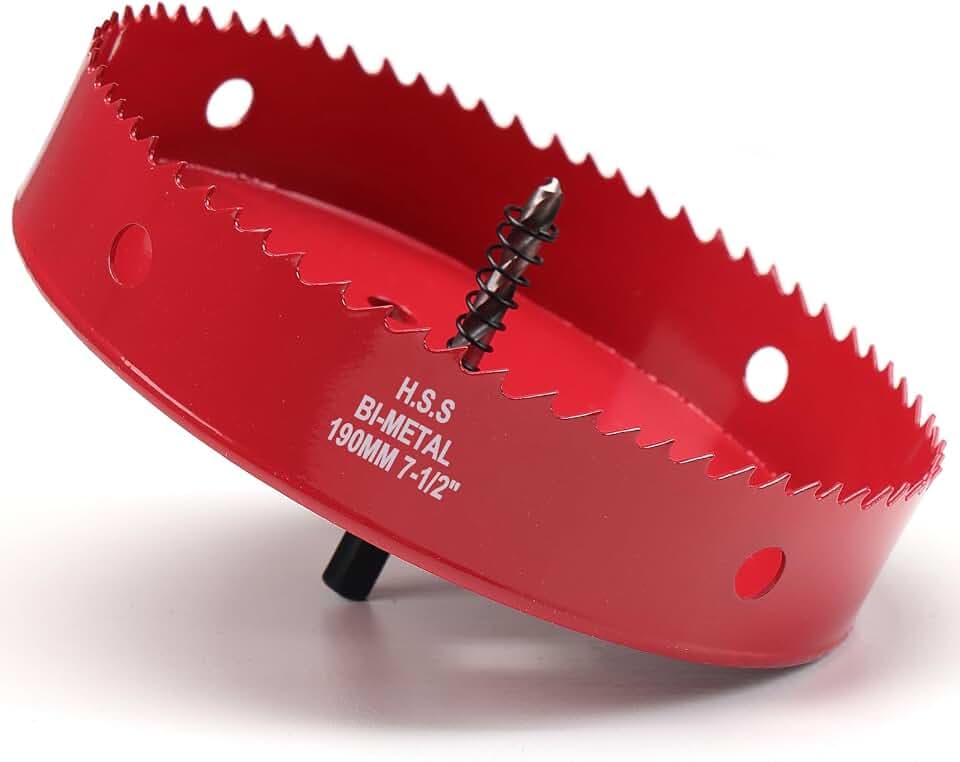 Hole Saw 7 1/2 Inch for Wood, Metal, Plastic & Drywall with Arbor
