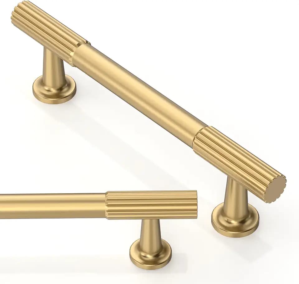 10 Pack Brushed Brass Cabinet Pulls 3.75 Inch(96mm) Kitchen Cabinet Handles Solid Zinc Alloy Cabinet Hardware Drawer Pulls