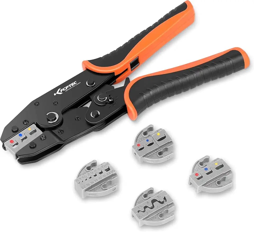 KF CPTEC 5-Piece Ratcheting Crimper Kit, 0.5-10 mm² Ferrules & Terminals