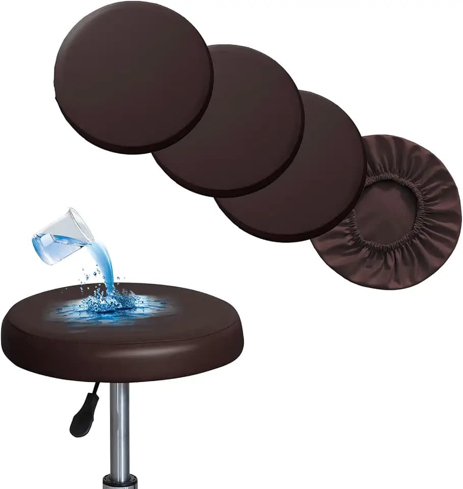 Shukii Stool Covers Round 4 Pack PU Waterproof Bar Stool Slipcover Cover