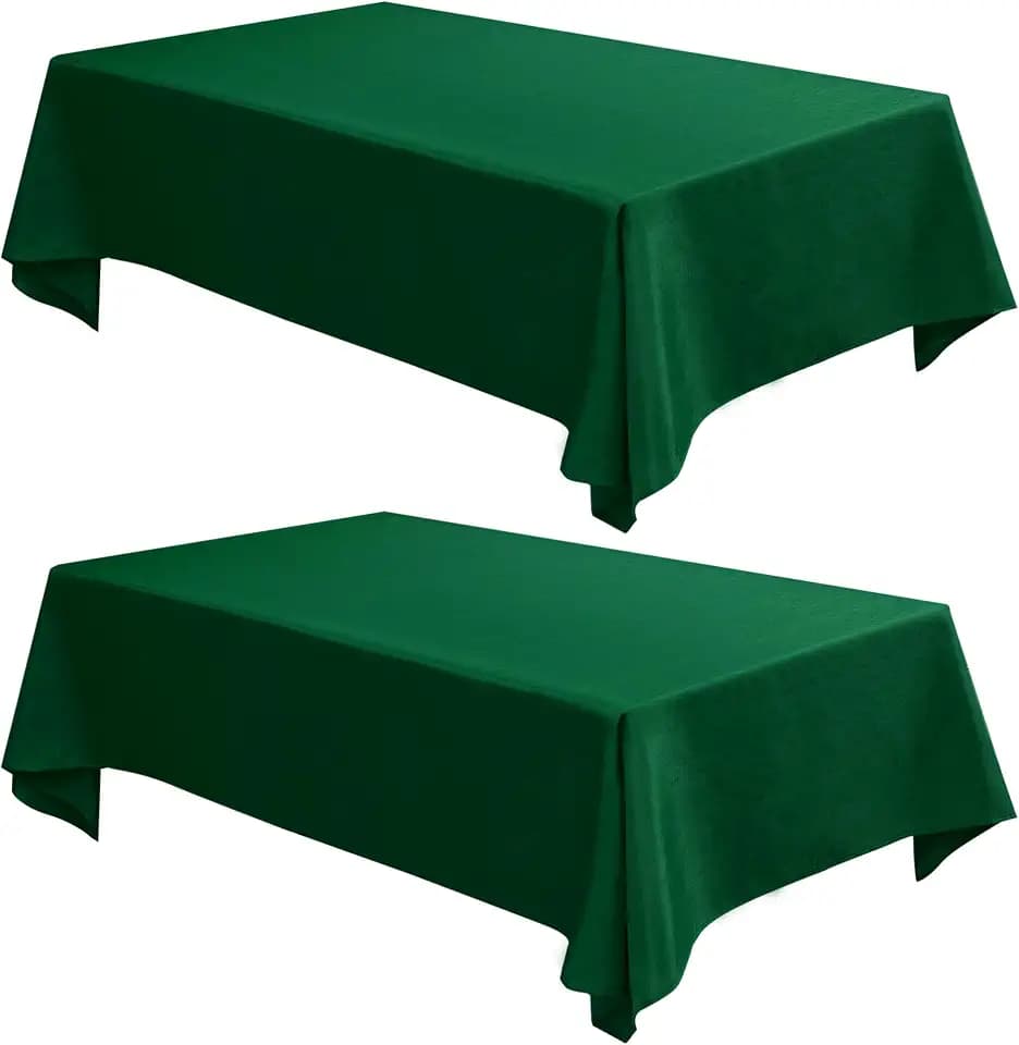 Fitable 2 Pack Hunter Green Faux Linen Tablecloths Rectangle 60x84 Inch