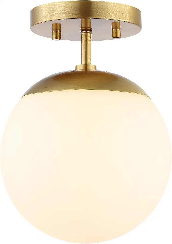 JONATHAN Y Marcel Semi Flush Mount Ceiling Light 7.75", Brass Gold
