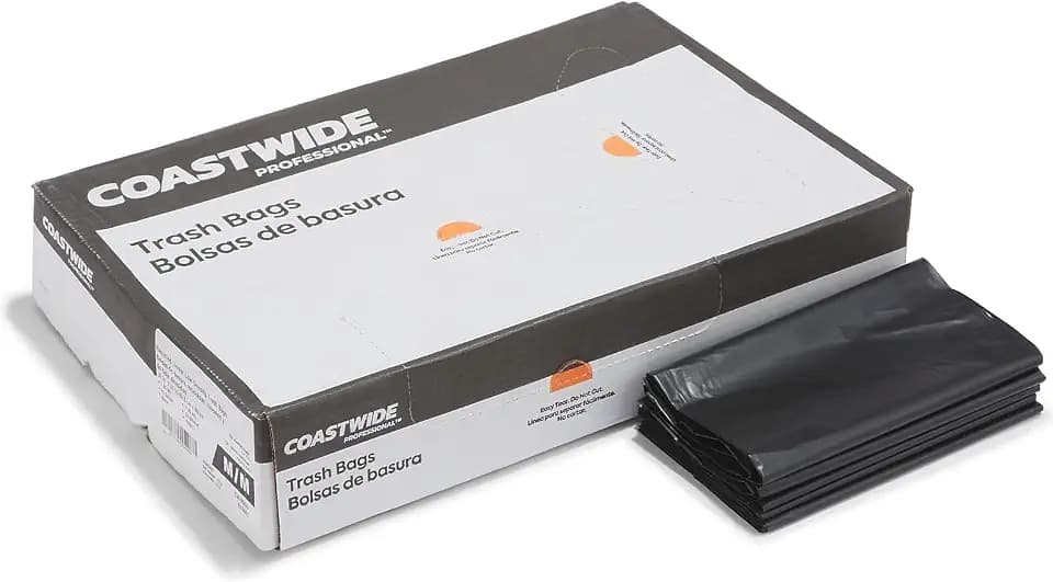 Staples Coastwide Professional 30 - 33 Gallon Trash Bag, 33" x 39", Low Density, 1.35 mil, Black, 150 Bags/Box