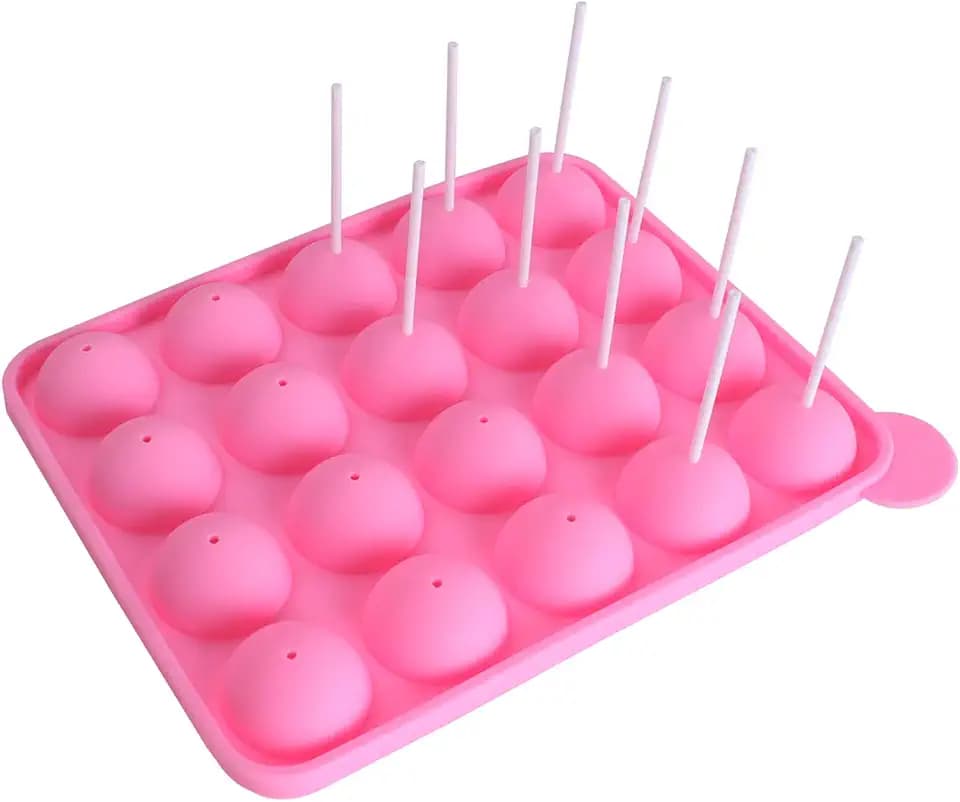 WARMBUY 20 Cavity Silicone Cake Pop Mold Lollipop Baking Tray with Sticks