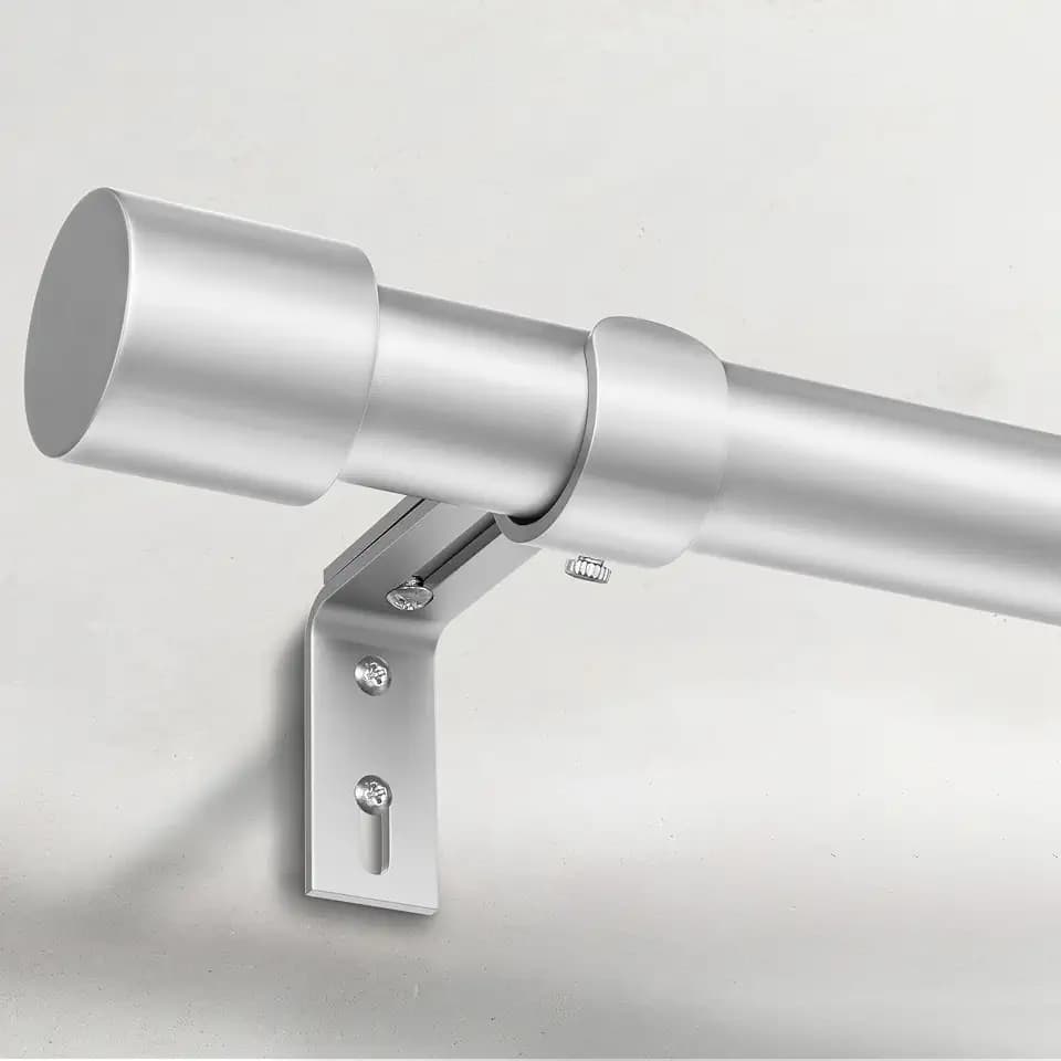 IFELS Heavy Duty Curtain Rods for Windows 66 to 120 Inch, 1 Inch Silver Curtain Rods for Outdoor, Farmhouse, Bedroom, Kitchen, Living Room, Adjustable Easy Install Drapery Rod (A2,Silver,30"-120")