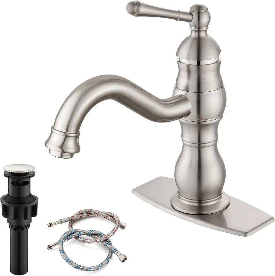 gotonovo Bathroom Faucet 1 Hole Vintage,Brushed Nickel,7.1” Spout Reach