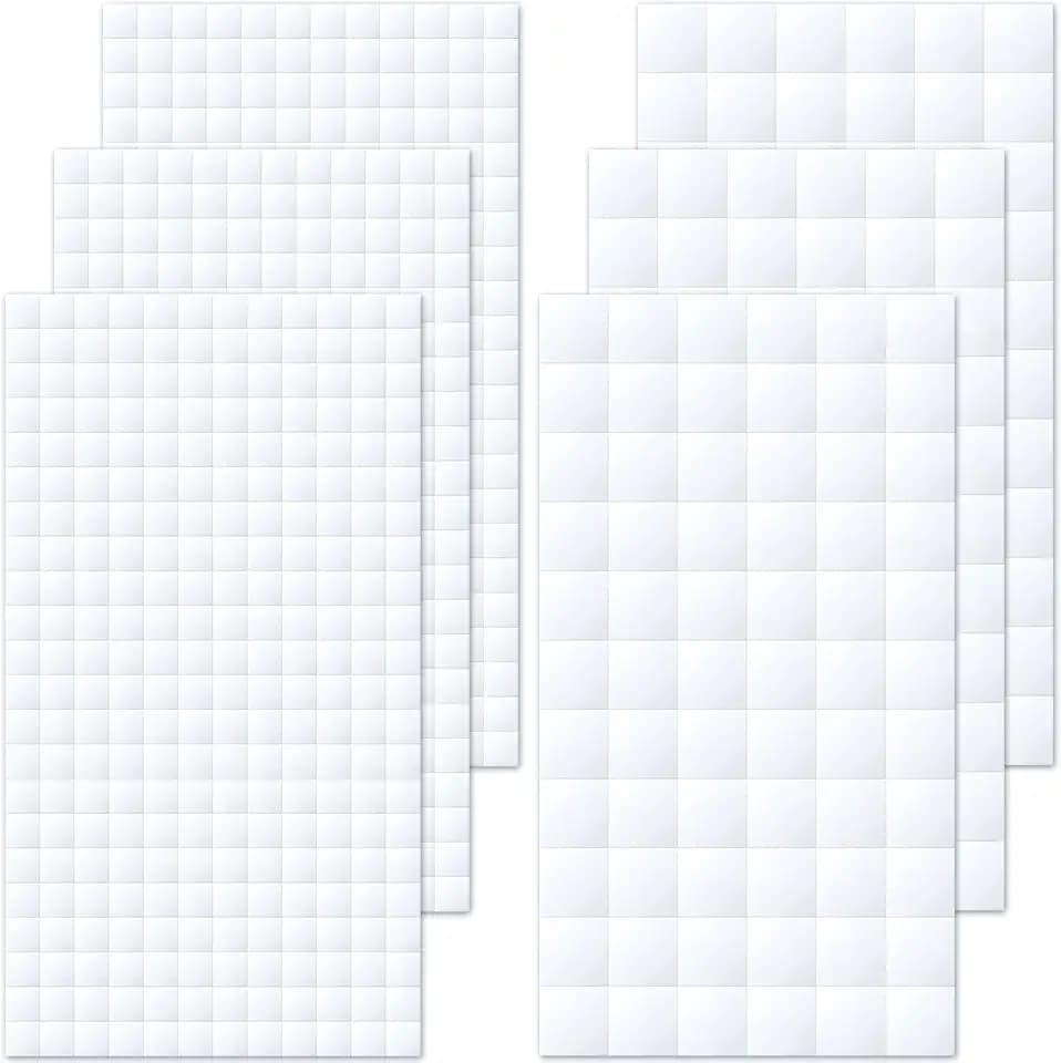 Joez Wonderful 6 Sheets Foam Adhesive Squares, 12x12x3mm & 6x6x2mm, White