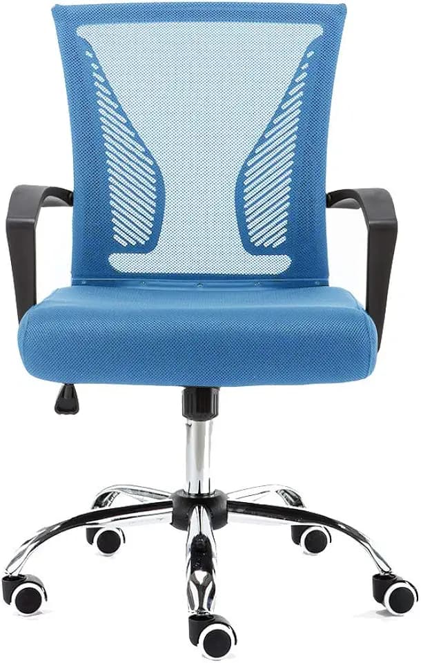 Modern Home Zuna Mid-Back Office Task Chair - Ergonomic Back Supporting Mesh Back Desk Chair (Black/Blue)