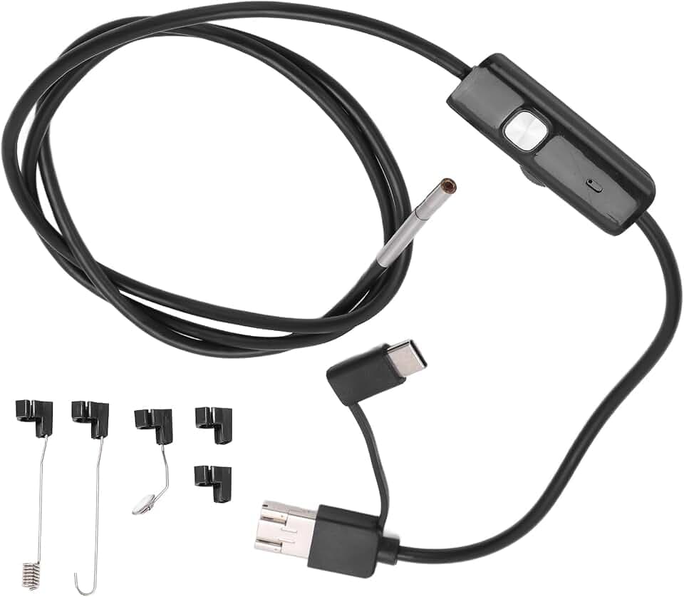 3 in 1 USB Android Endoskop, 3.9mm HD 1280x720 Endoskopkamera, Industrie Inspektionskamera, IP67 Wasserdicht Borescope, 2m Sonde Schlangenkamera mit 6 LED, für Auto Motor Rohr Maschine