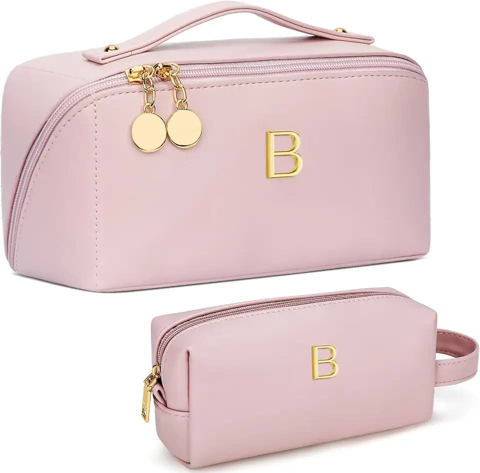 KKXIU Initial Makeup Bag for Women, Personalized Gifts for Women
