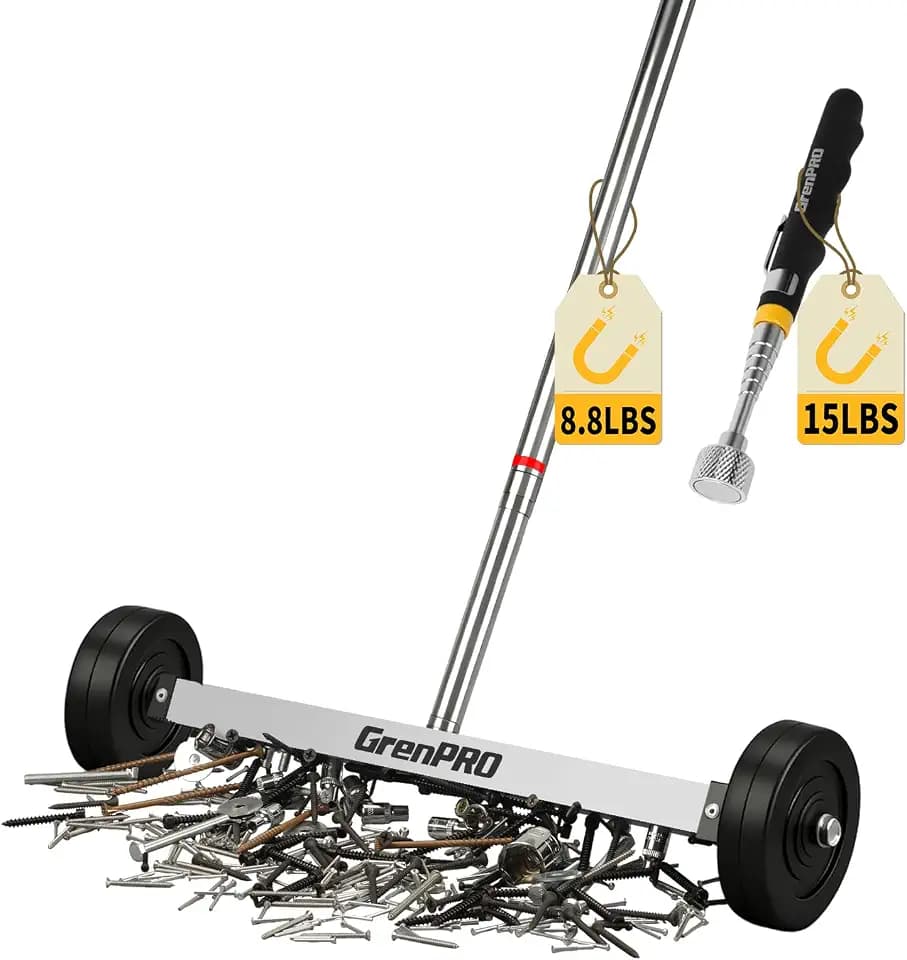GRENPRO 17 Inch Rolling Magnetic Sweeper with Pickup Tool