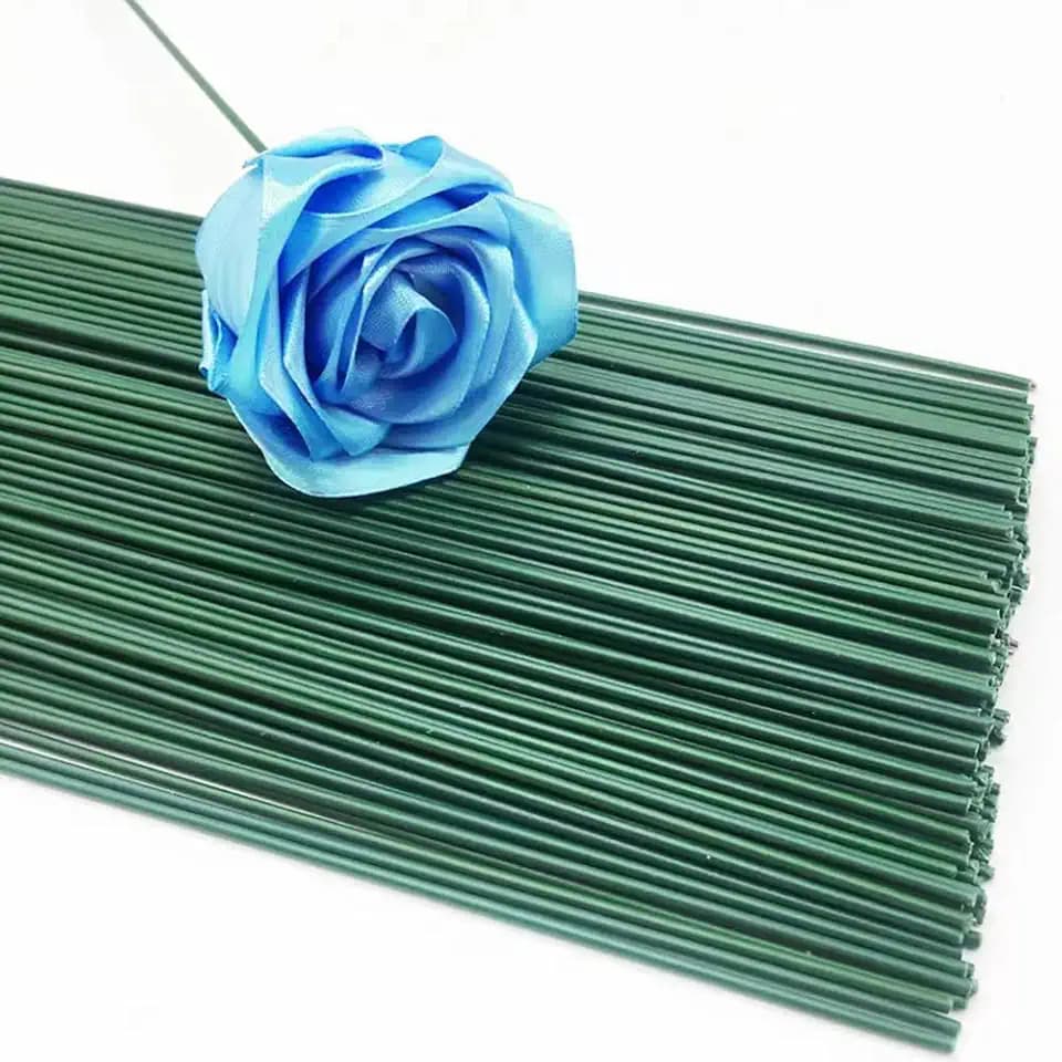100 Pieces 2 Gauge Green Floral Stems Wire 2 mm Diameter 12 inch/30 cm Artificial Flower Stems Rods for Paper Flower Arrangements Bouquet Florist Stub Wire Crafts DIY Wreath Making Supplies