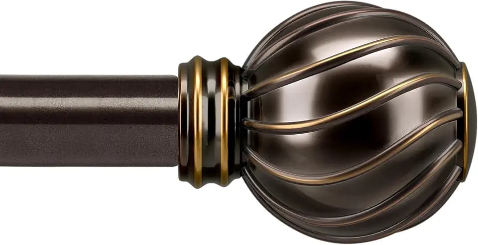 Lootkell Brown Curtain Rods for Windows 72 to 144 Inches Adjustable Length Heavy Duty 7/8" Diameter Window Curtain Rod with Decorative Finials for Outdoor Farmhouse Bedroom Kitchen Living Room