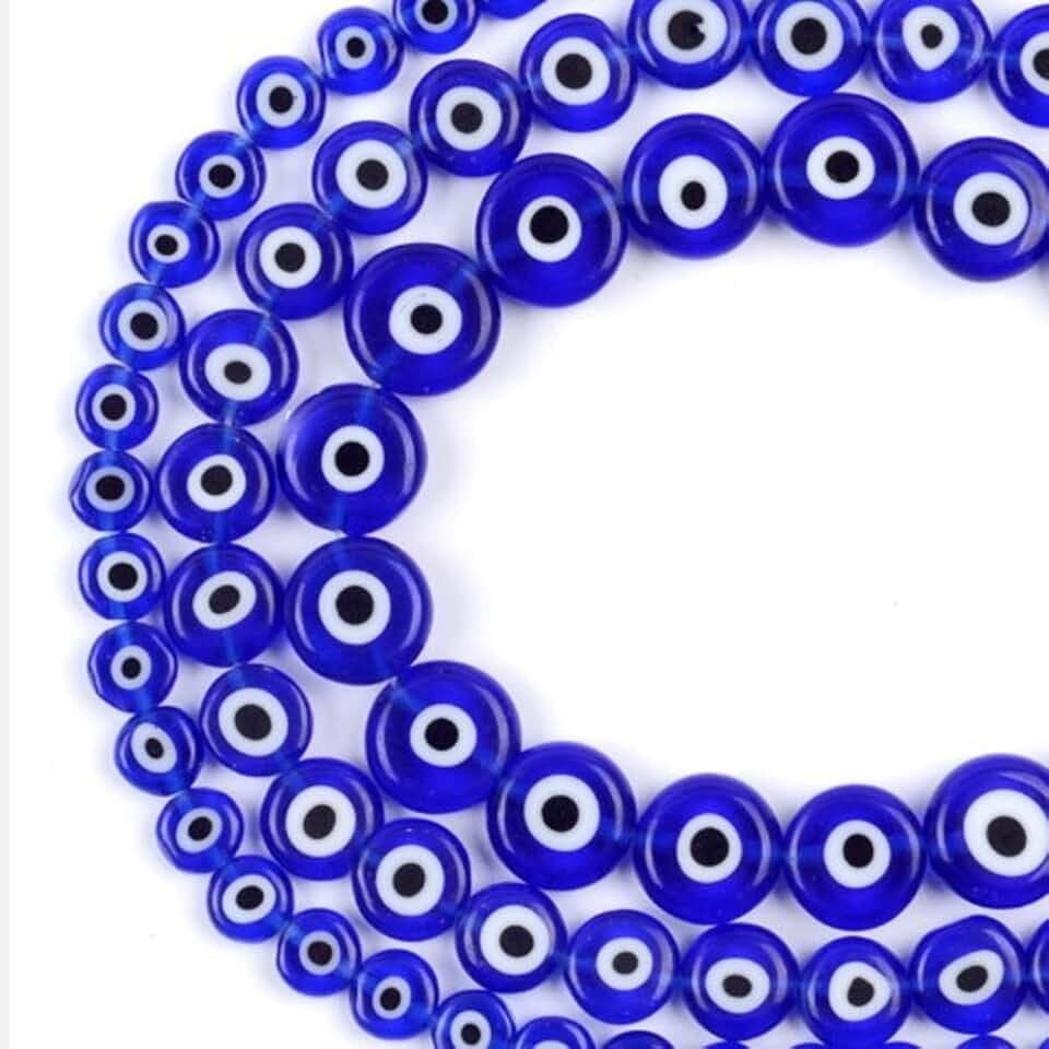 Crystal Flat Evil Eye Beads for DIY Bracelets Necklace Jewelry Making
