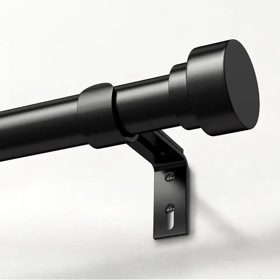 IFELS Heavy Duty Curtain Rods for Windows 66 to 120 Inch,1 Inch Adjustable Black Curtain Rod with Easy Installation and Modern Design,Decorative Long Drapery Rods with Metal Finials (A1,Black,30-120")