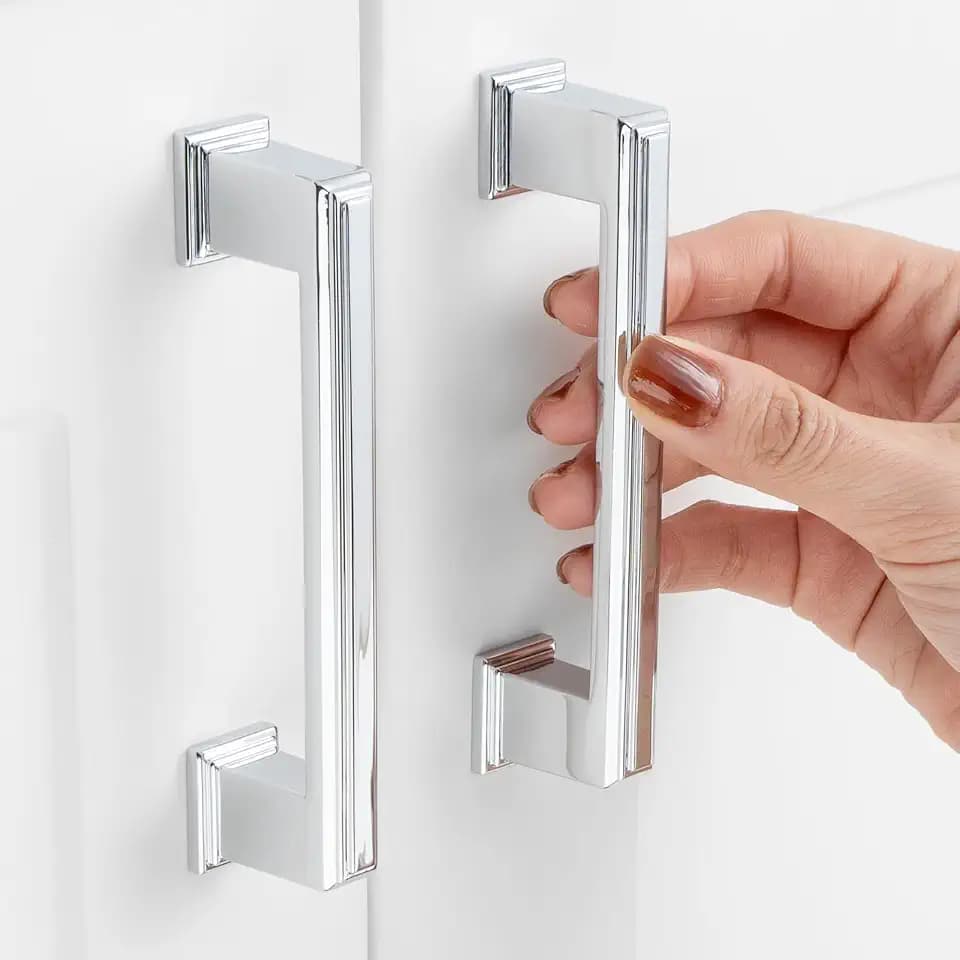 3-3/4 in Polished Chrome Cabinet Pulls Square Handles 10 Pack P2206