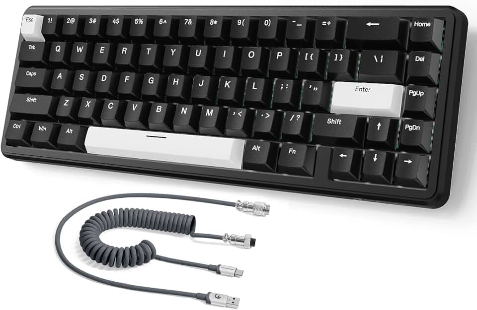 MAMBASNAKE Attack Shark X65 HE Rapid Trigger-Tastatur, 0,01 mm RT-Genauigkeit, 8KHz, 60% kabelgebundene Magnetschalter-Tastatur mit 8KHz-Kabel, Einstellbare Betätigung, Snap Tap, für PC/Mac,Schwarz