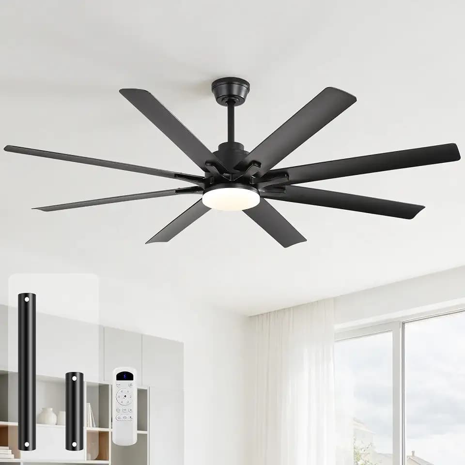 Sofucor 52 Inch Ceiling Fans with Lights and Remote, Black
