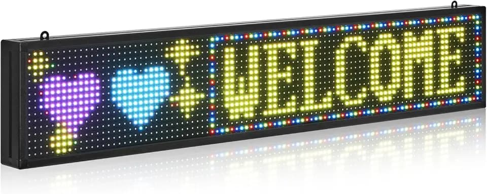 VEVOR Programmable LED Sign, P10 Full Color Flexible Digital Scrolling Panel, DIY Custom Text Pattern GIF Display Board, Bluetooth APP Control Message Shop Sign for Store Business Advertising (40x8 in)