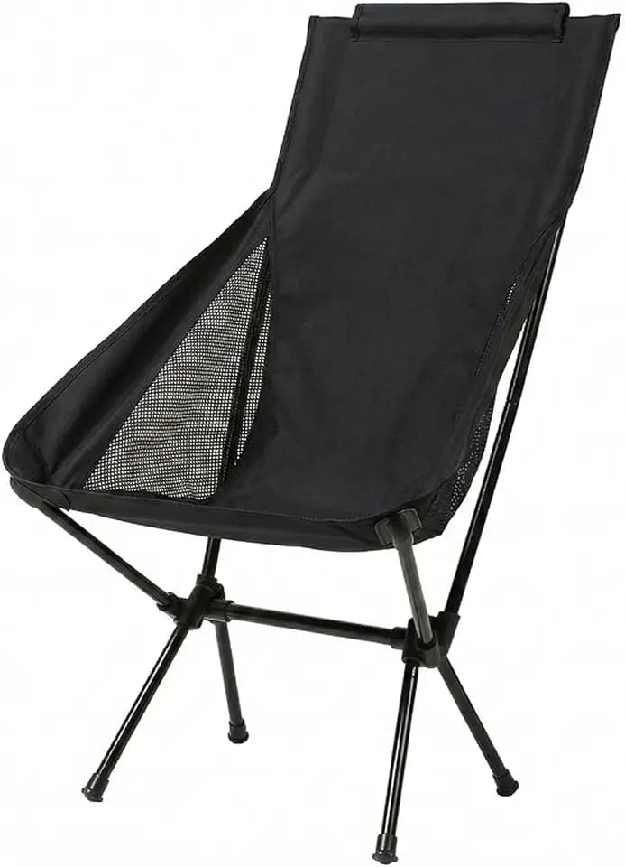 Wind Tour Portable Camping Chair Foldable Outdoor Chair for Hiking Camp Backpacking Lawn Beach Fishing Picnic with Carry Bag (High-Back | Black)