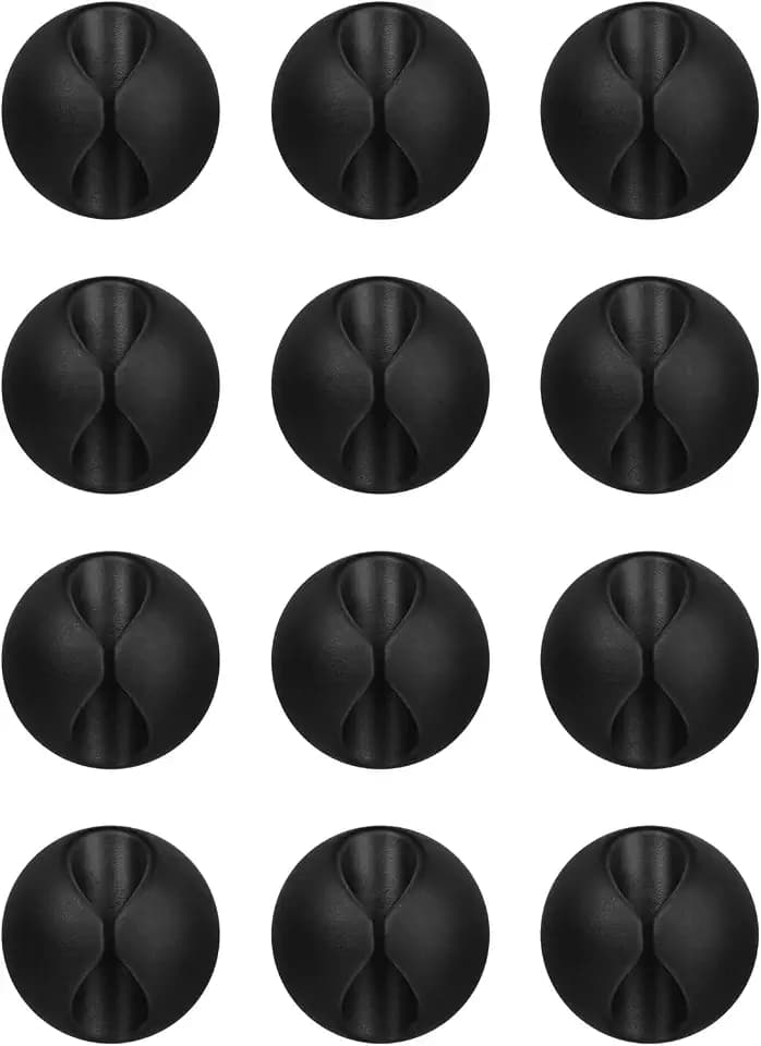 Flezoo 12PCS Black Adhesive Cable Clips Cord Organizer for Wire Management