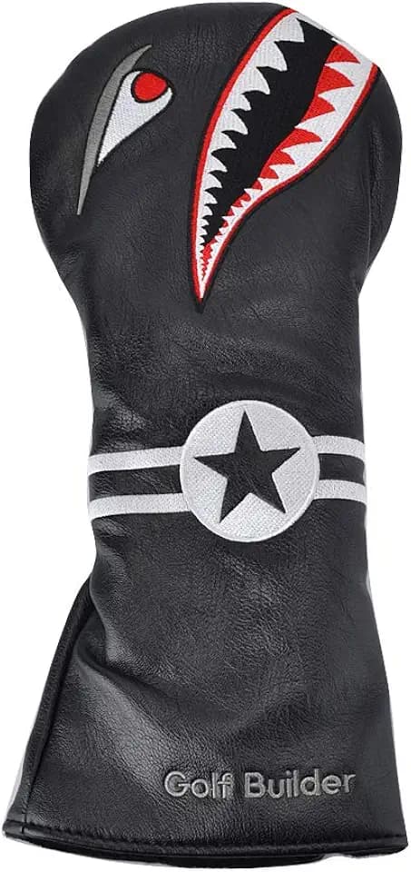 GOOACTION Shark Golf Driver Head Cover, Creative Cartoon Animal Pattern Synthetic Leather Protector | Universal Fit for 460cc Driver & On-Course Defense