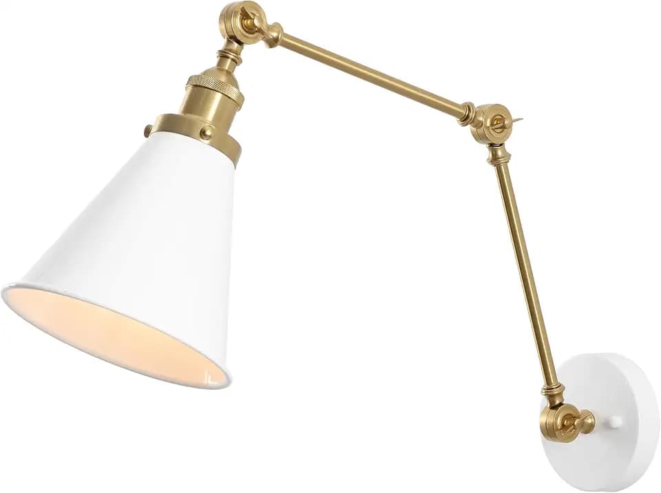 JONATHAN Y Rover 1-Light Wall Sconce 7", White/Brass Gold