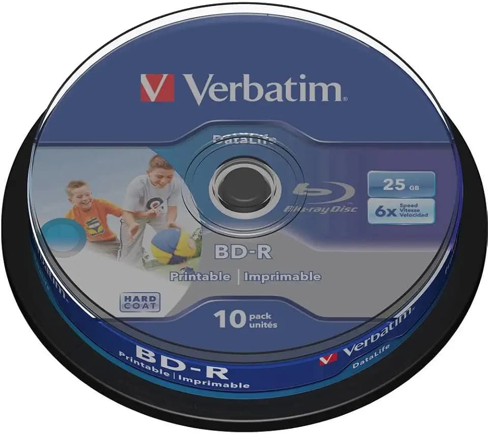 Verbatim BD-R SL Datalife, Blu-Ray-Disk 25 GB - 6-fache Brenngeschwindigkeit - Kratzschutz - 10 Stück Spindel