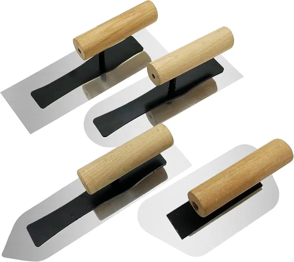 Plaster Finishing Trowel Set,4 Pack Concrete Trowel with Wood Handle