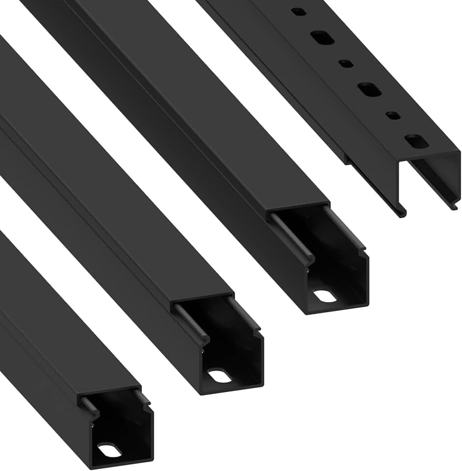 Cablecoach Habengut CC10110 Kabelkanal (mit Montagelochung im Boden) 25x25 mm aus PVC, Farbe: Schwarz, Länge 4 m (4 x 1 m Länge)