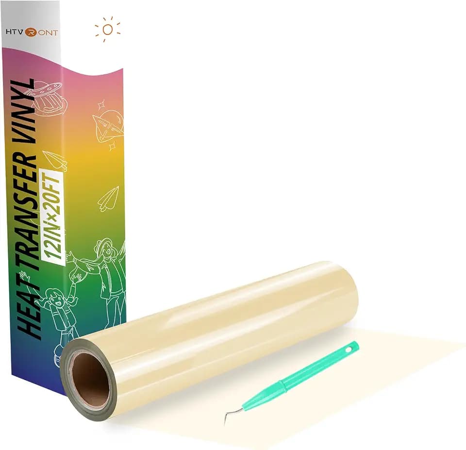 HTVRONT Heat Transfer Vinyl Cream HTV Rolls, 12" x 20ft
