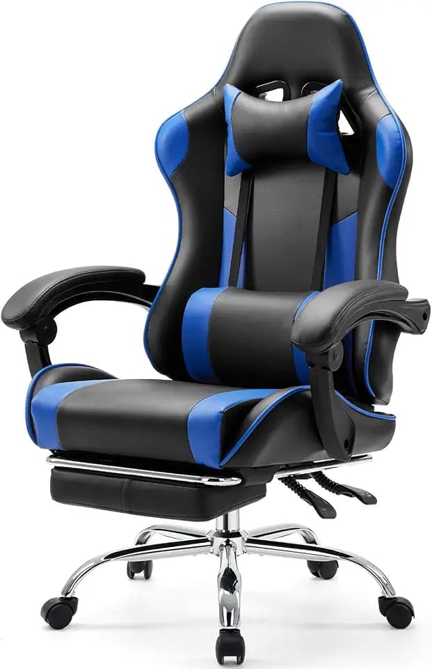 Sweetcrispy Gaming Chair with Footrest, Ergonomic Lumbar Support Desk Chair
