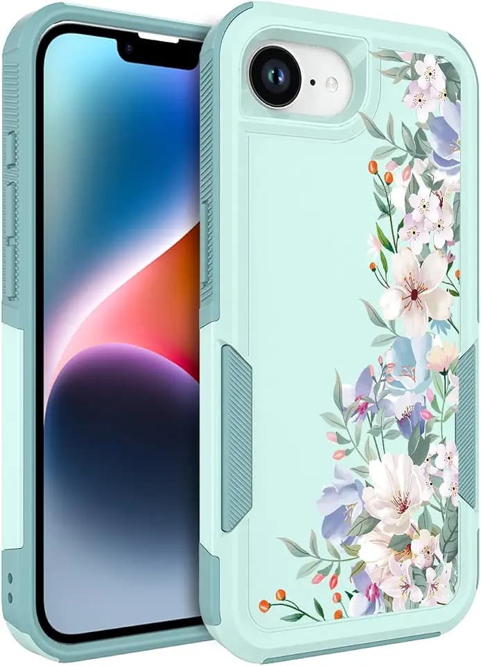 for iPhone 17e Case & iPhone 16e Case: (Mint Green/Magnolia)