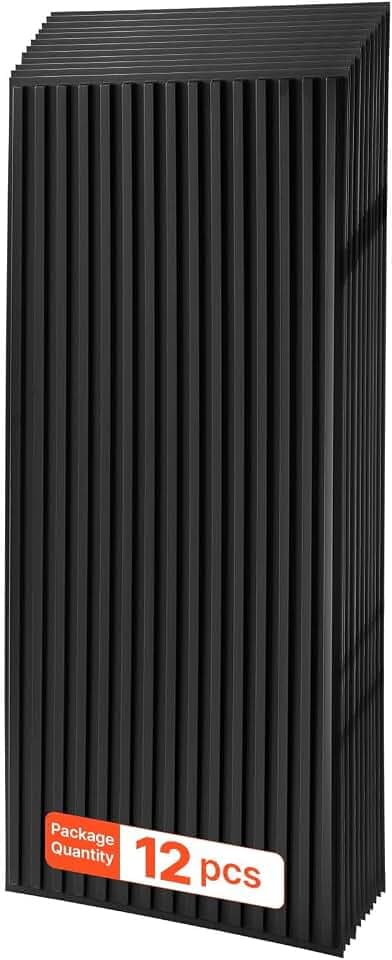 VEVOR 24 x 48 in PVC Ceiling Tiles 12-Pack 3D Black Linear Slat Panels, Smooth PVC Sheet for Drop Grid, Impact-Resistant, Paintable Surface, Easy Cut, Modern Decorative Style for Home, Office